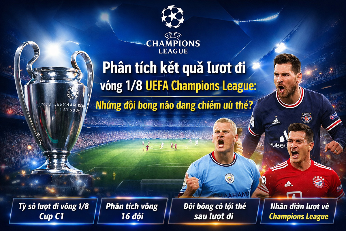 Phân tích kết quả lượt đi vòng 1/8 Cúp C1 châu Âu với các đội bóng đang chiếm ưu thế sau lượt đi